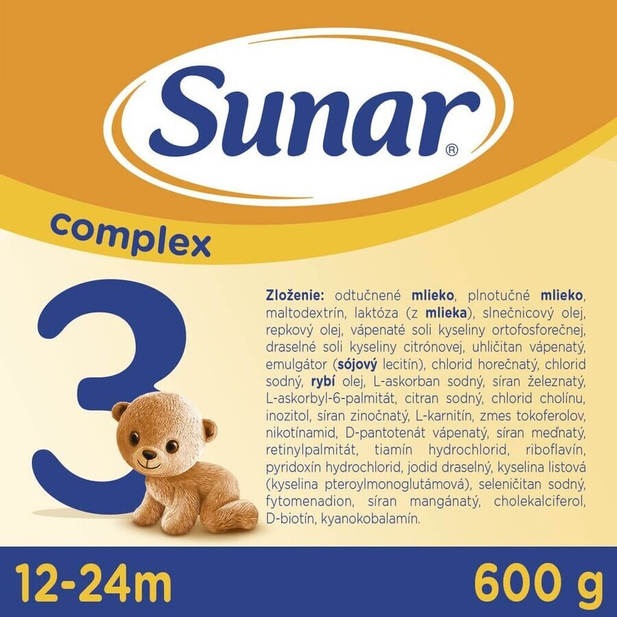 Sunar Complex 3 6×600 g, leche infantil, a partir de 12 meses