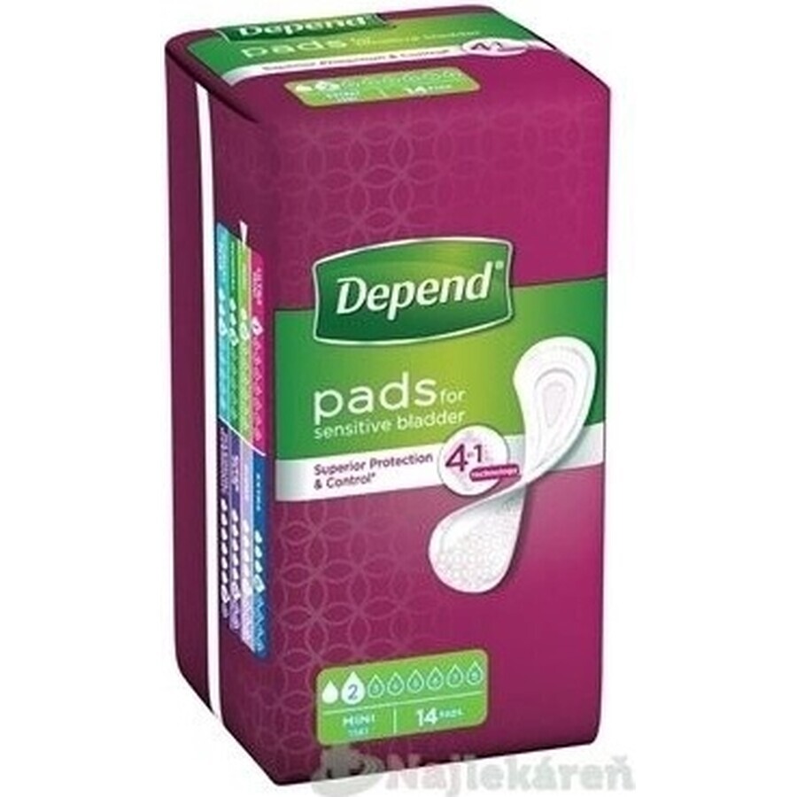 DEPEND MINI 1×14 unidades, absorbentes para incontinencia