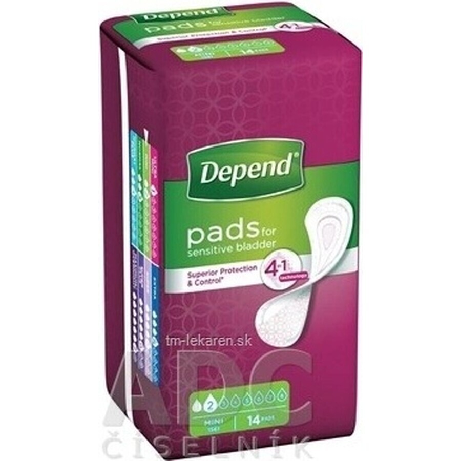 DEPEND MINI 1×14 unidades, absorbentes para incontinencia