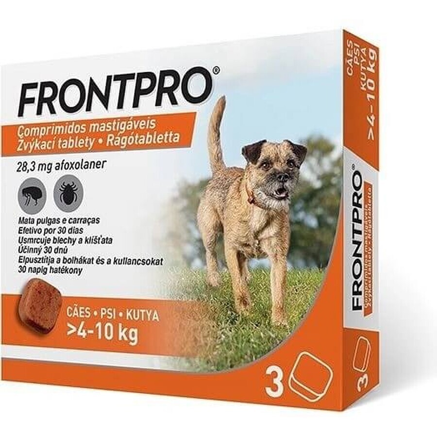 FRONTPRO® comprimidos masticables antiparasitarios para perros (4-10 kg) 1×3 tbl, comprimidos antiparasitarios