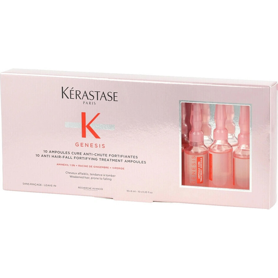 Kérastase Tratamiento intensivo para cabellos débiles con tendencia a la caída Génesis 1×6 ml, tratamiento intensivo para cabellos débiles