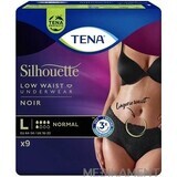 TENA SILHOUETTE NORMAL NORMAL NEGRO L 9KS 1×9 unidades, ropa interior para incontinencia