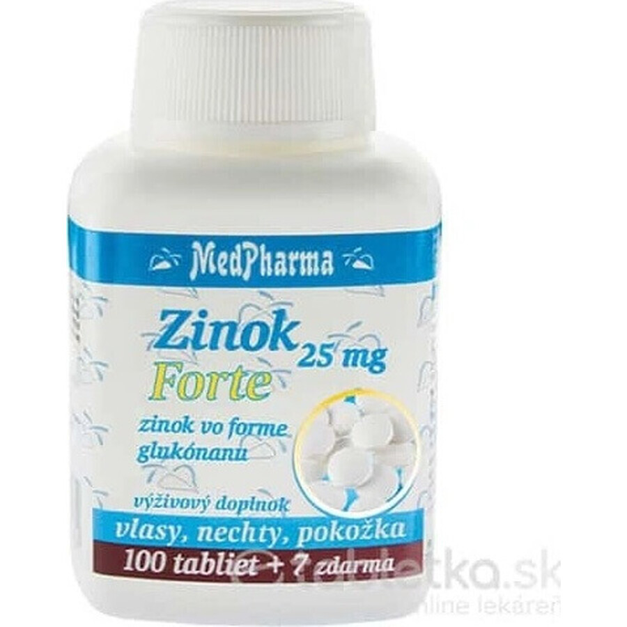 MedPharma ZINOC 25 mg Forte 1×107 tbl, (gluconato de zinc)