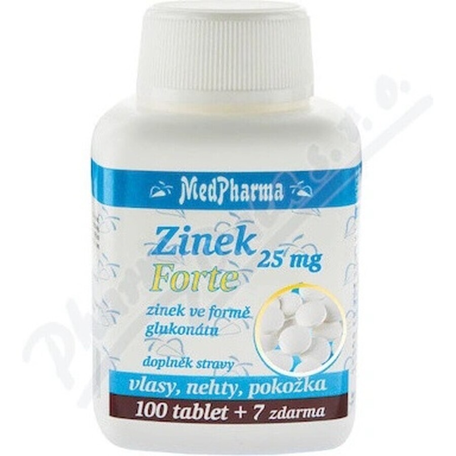 MedPharma ZINOC 25 mg Forte 1×107 tbl, (gluconato de zinc)