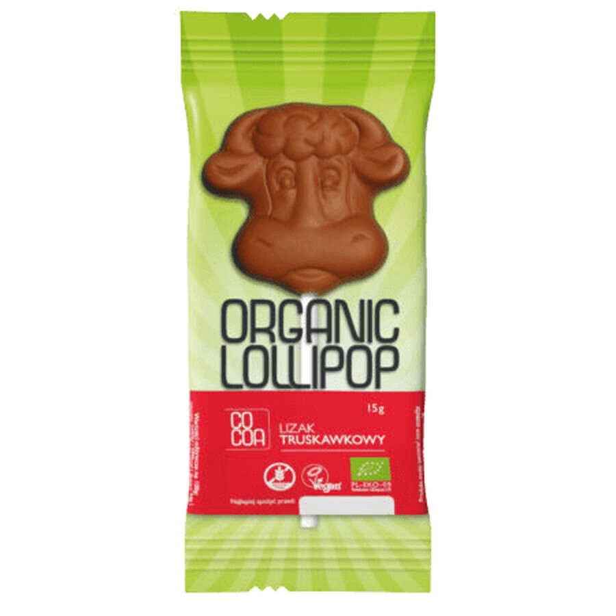 Chocolate lollipop with strawberry eco,15 g Cocoa