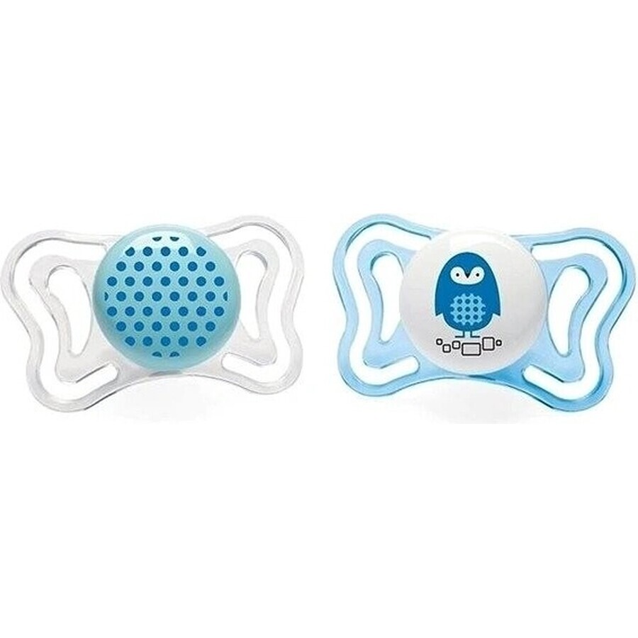 CHICCO Physio Light silicon suzetă băiat - puncte / dovleac 2 buc, 2-6 m + 1 × 2 buc, suzetă ortodontică