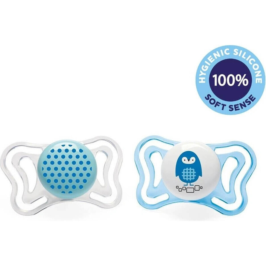 CHICCO Physio Light silicon suzetă băiat - puncte / dovleac 2 buc, 2-6 m + 1 × 2 buc, suzetă ortodontică