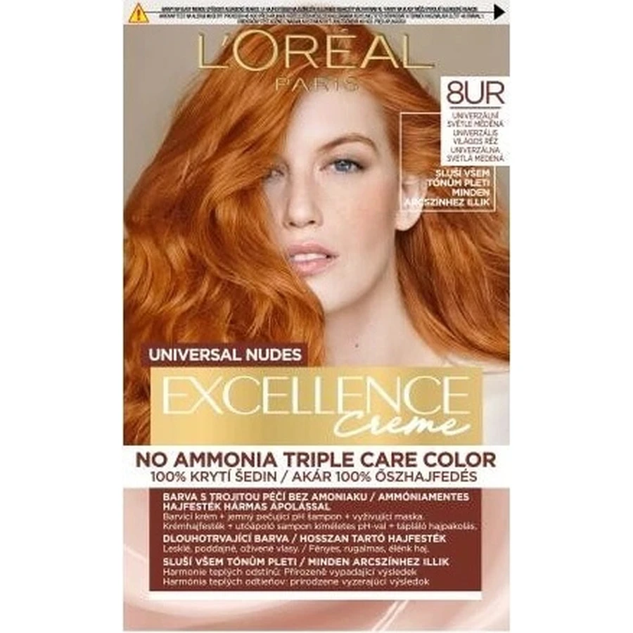 L'Oréal Paris Excellence Nudes Copper Nudes Copper 8UR Universal Light Copper 1×1 pc, trwała farba do włosów: ceny i cechy