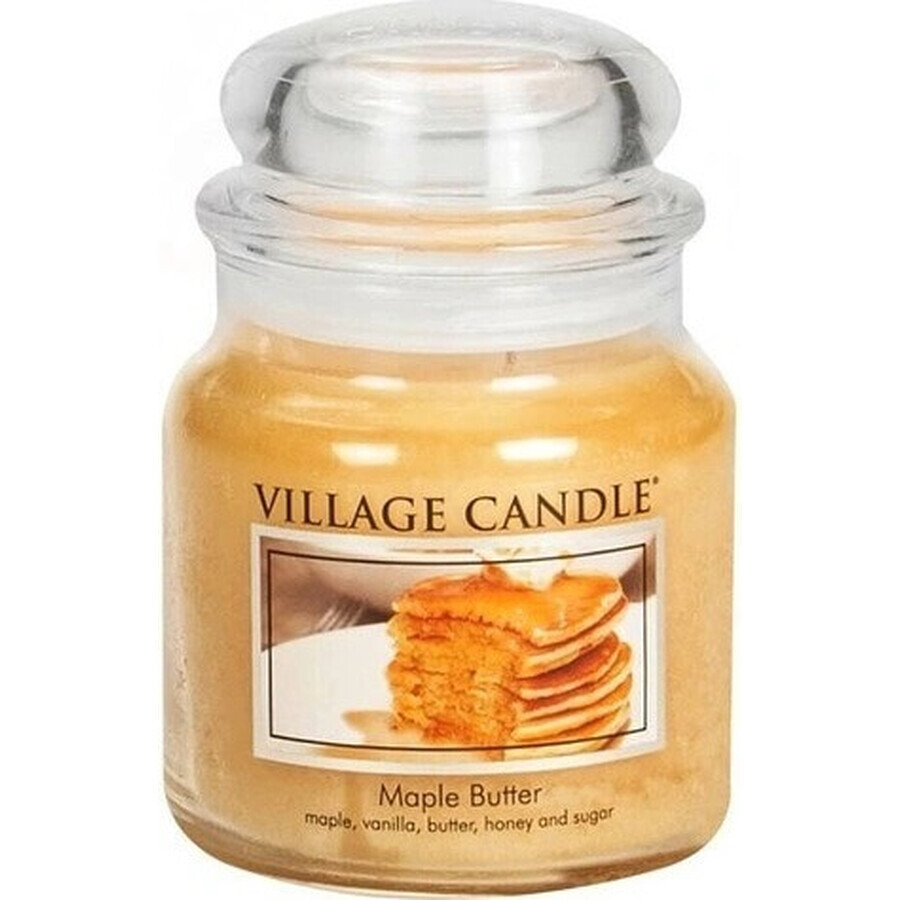 Village Candle Bougie parfumée en verre - Beurre d'érable - Sirop d'érable, medium 1×1 pc, bougie parfumée