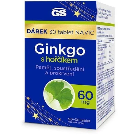 GS Ginkgo 60 mg cu magneziu 1×120 tbl, supliment alimentar