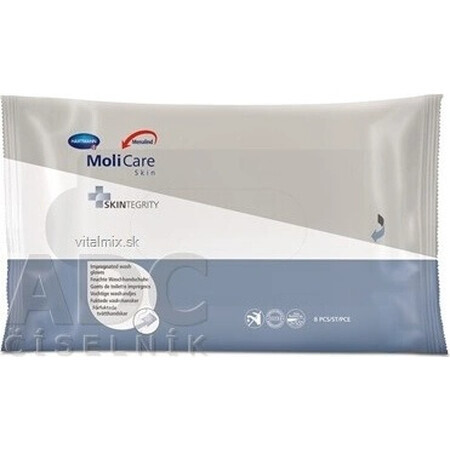 MoliCare SKIN Guanti da lavaggio imbevuti 1×8 pz, gamma blu