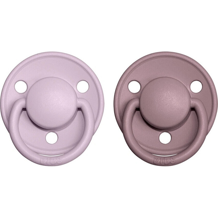 BIBS De Lux sucettes en caoutchouc naturel lilas/cuir 1×2 pcs, taille 2