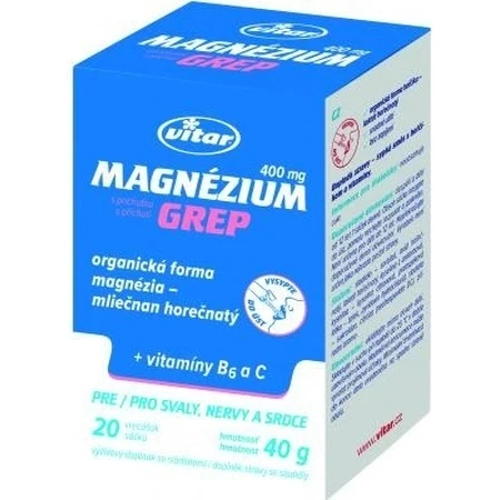 MAGNESIO 400MG+B6+C 20 pz GREP VITAR 1x20 pz, bustina al gusto di pompelmo