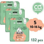 Muumi Baby 5 Maxi+ 10-16 kg, 1×132pcs paquete mensual de pañales ecológicos, Pañales ECO