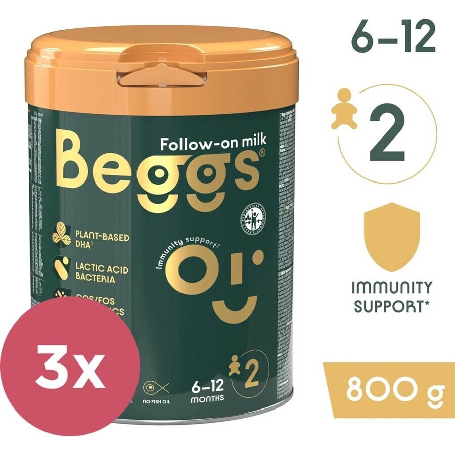 Inseguitore del latte Beggs 2, scatola Beggs+ pexeso 3×800 g, inseguitore del latte