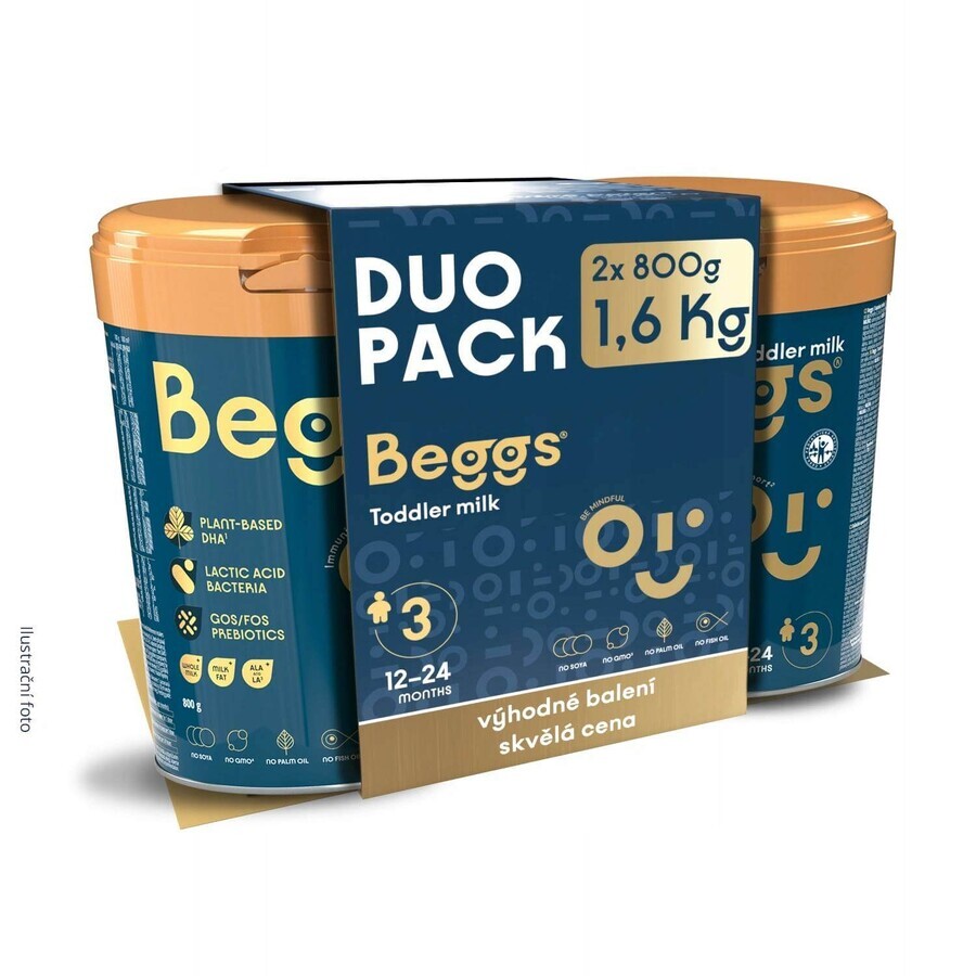 Inseguitore del latte Beggs 2, scatola Beggs+ pexeso 3×800 g, inseguitore del latte