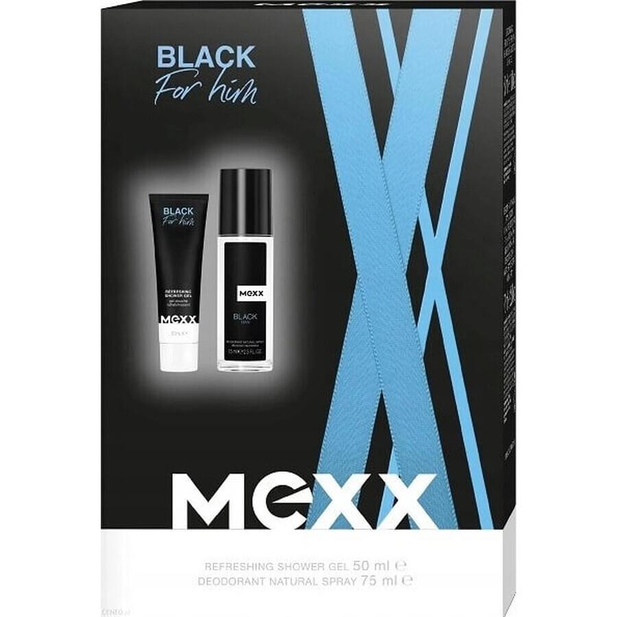 MEXX BLACK MAN deodorant 75ML + douchegel 50ML 1×1pc, cosmeticaset voor mannen