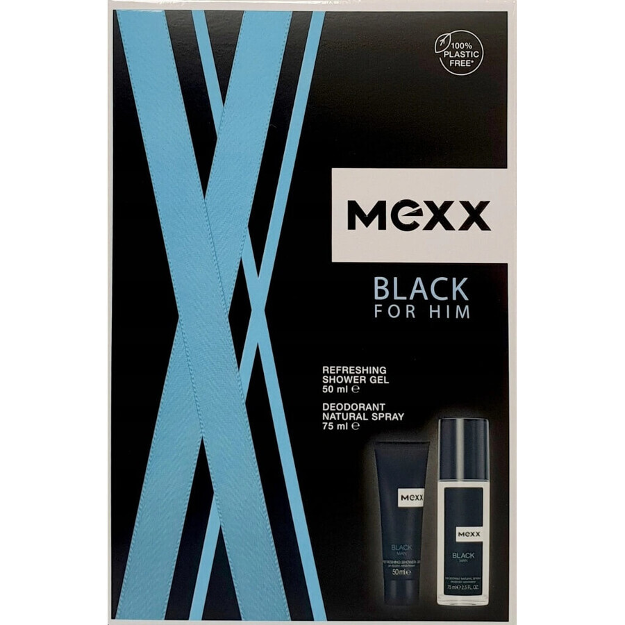 MEXX BLACK MAN deodorant 75ML + douchegel 50ML 1×1pc, cosmeticaset voor mannen