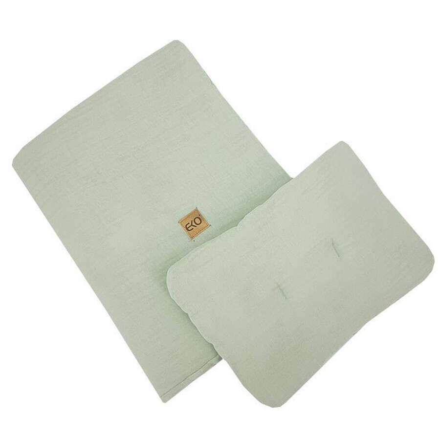 EKO 2-teiliges Musselin-Bettchen-Set Mint 30x40 cm, 75x100 cm