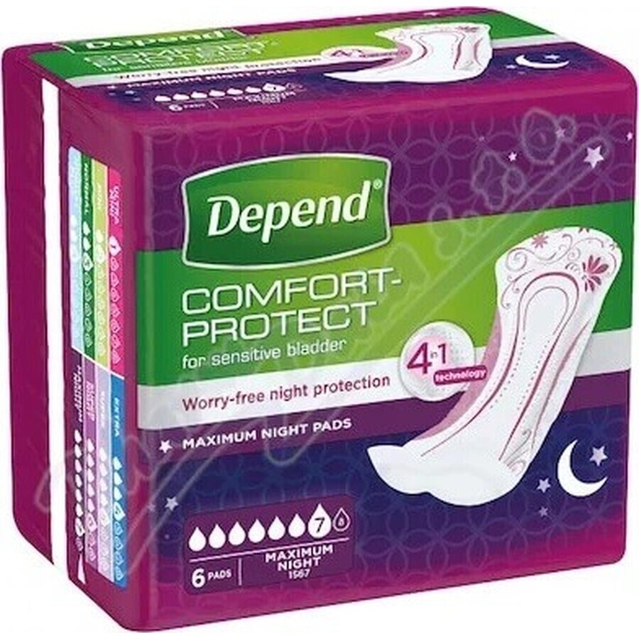 DEPEND MAXIMUM assorbenti per incontinenza da donna, 12,5x34 cm, assorbimento 953 ml, 1x6 pz.