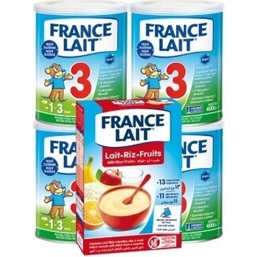 France Lait 3 4x400g + FL rice porridge with fruit 250g 1×1 set, infant formula set