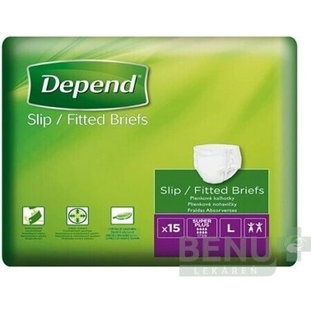 DEPEND Braguitas SUPER PLUS L 1×15 unidades, pañales transpirables