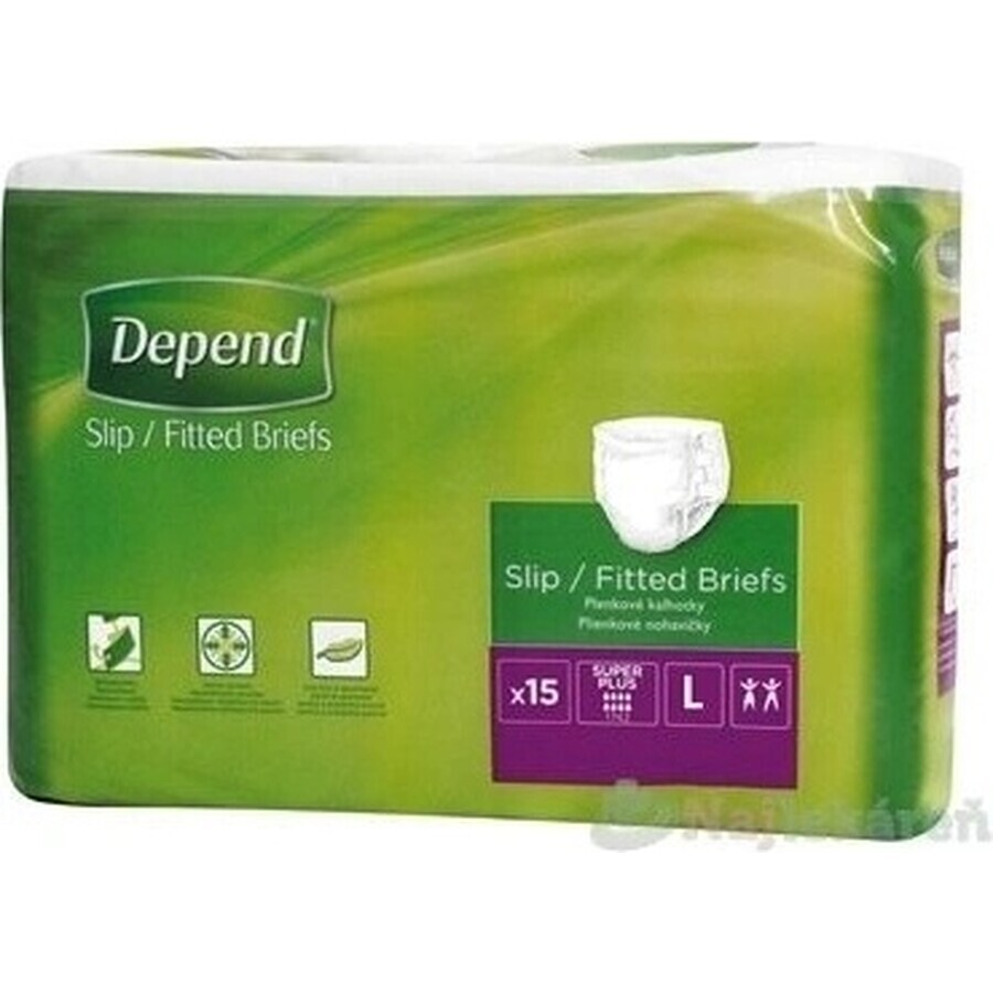 DEPEND Braguitas SUPER PLUS L 1×15 unidades, pañales transpirables