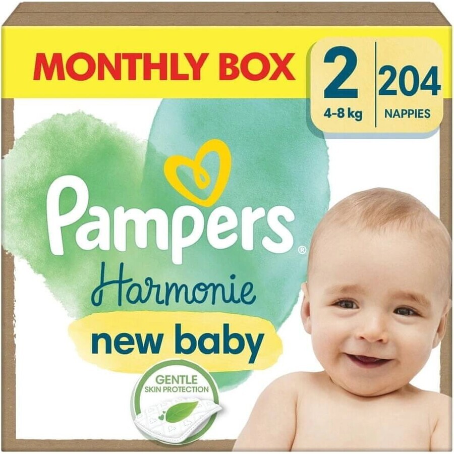 PAMPERS HARMONIE BABY DIAPERS V.2 4-8KG 204KS 1×204 pcs, pañales en tamaño 2