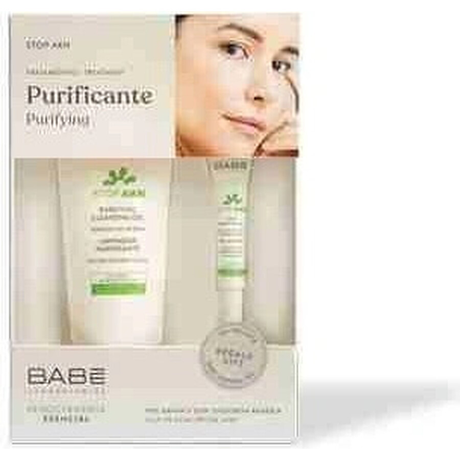 BABÉ ACNE Deep Cleansing Gel + gift: drying gel for acne, set 1x1 1x200 + 8 ml, cleansing gel + drying cream