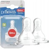 Dr.BROWN'S OPTIONS+ NIVEL 1 1×2 piezas, estrechas, tetinas de silicona 0m+