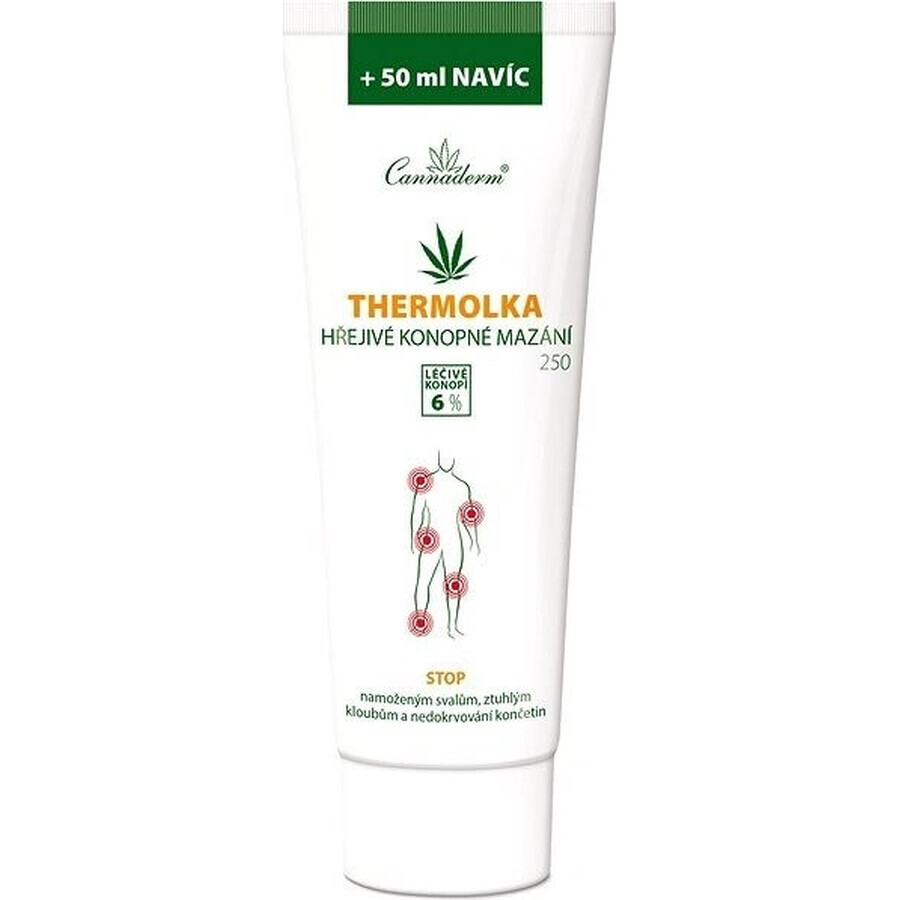 Cannaderm Thermolka - lubricante calentador de cáñamo 1×250 ml, gel de masaje