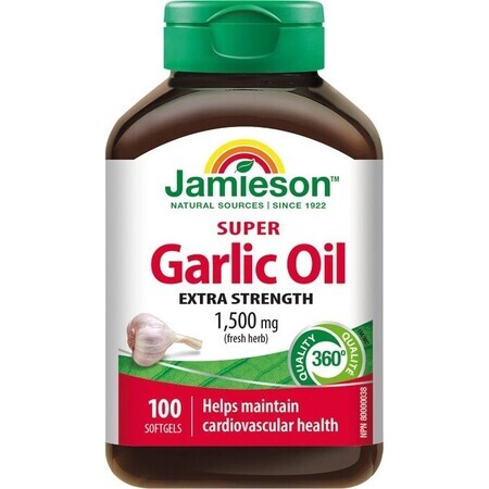 JAMIESON SUPER GARLIC OIL 1500 mg 1×100 cps, complemento alimenticio