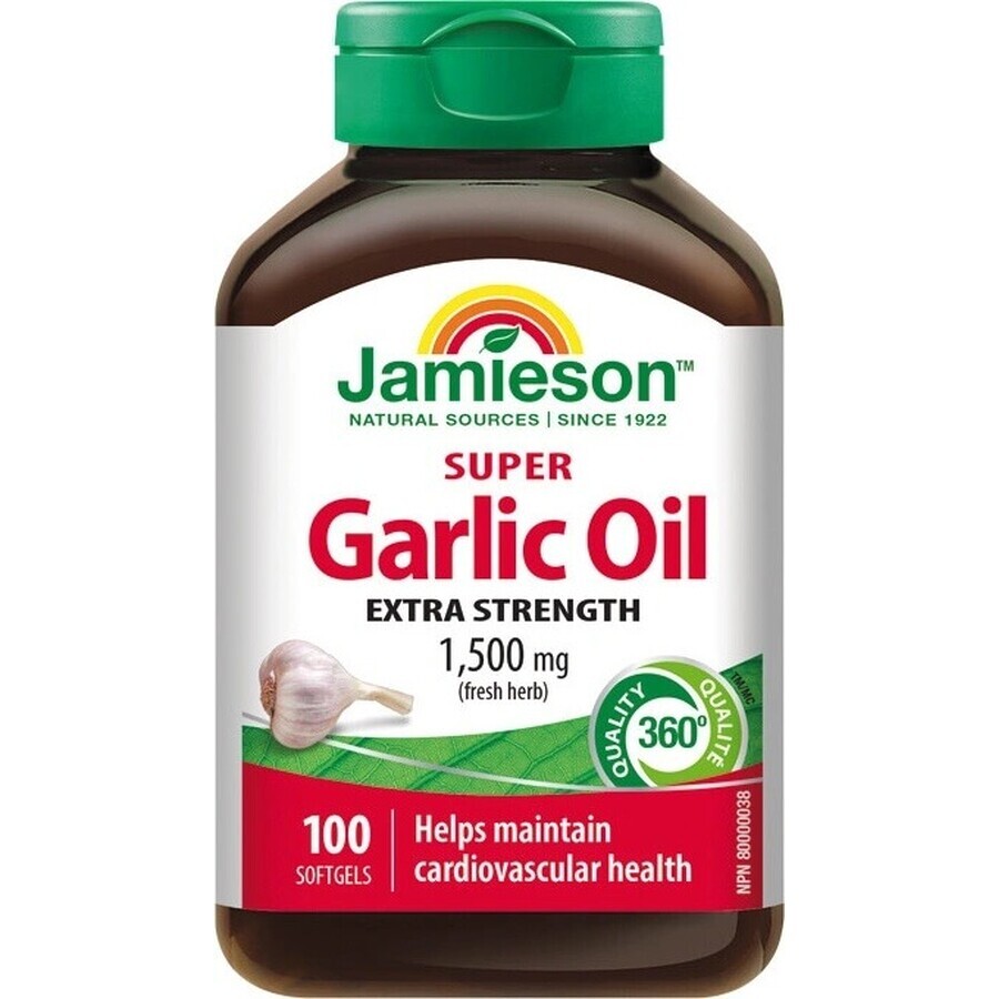 JAMIESON SUPER GARLIC OIL 1500 mg 1×100 cps, complemento alimenticio