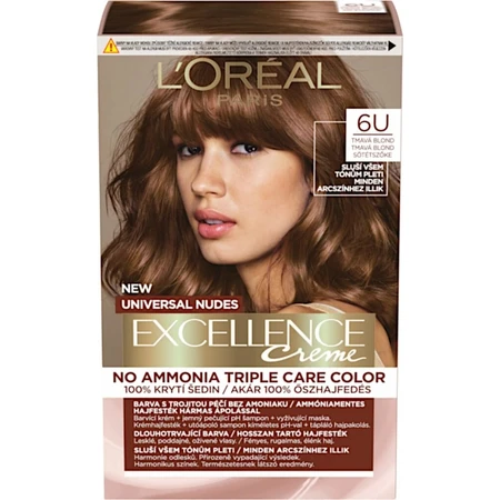 L'Oréal Paris Excellence Creme Universal Nudes permanente haarkleuring 6U Donker Blond 1×1 st, haarkleuring