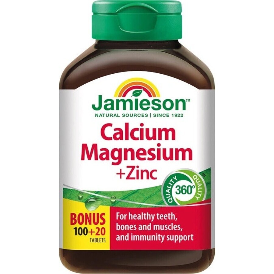 JAMIESON CALCIUM, MAGNESIUM WITH ZINC 1×120 tbl, Calcium + Magnesium + Zink