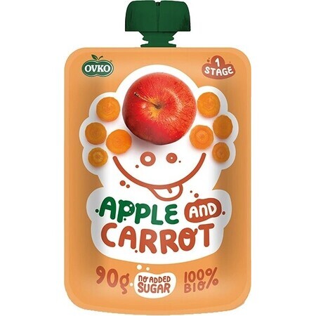 OVKO Organic Baby Food Apple Carrot 1×90 g, fruit capsule