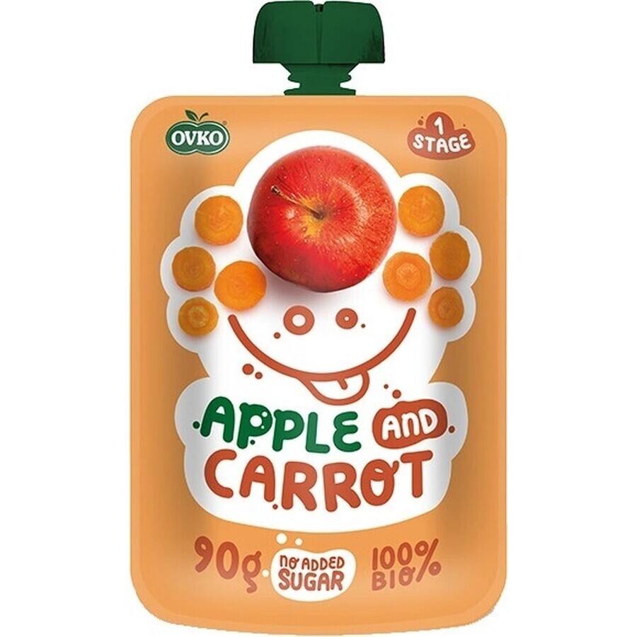 OVKO Organic Baby Food Apple Carrot 1×90 g, fruit capsule