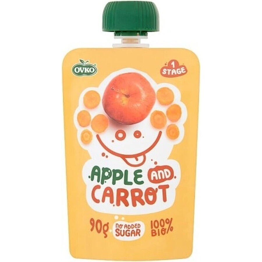 OVKO Organic Baby Food Apple Carrot 1×90 g, fruit capsule