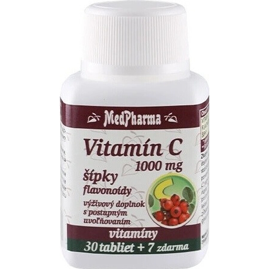 MedPharma VITAMINA C 1000 mg con escaramujo 1×37 tbl, liberación gradual