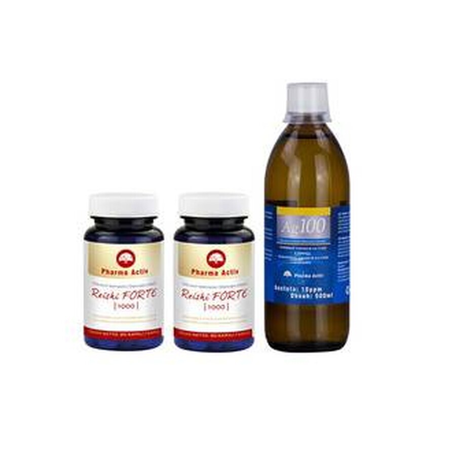 Pharma Activ Reishi forte 1000 ACTION cps 2x90 pcs + Argent colloïdal Ag100 10ppm 500 ml, 1x1 set