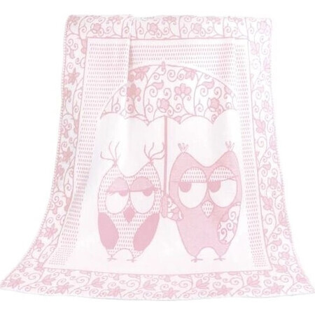 Manta infantil NELA 1023/010 100x140cm búho rosa 1×1 ud, manta bebé