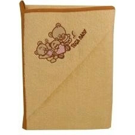 TEGA BABY Teddy towel with hood 100x100cm 100% light beige 1×1 pc