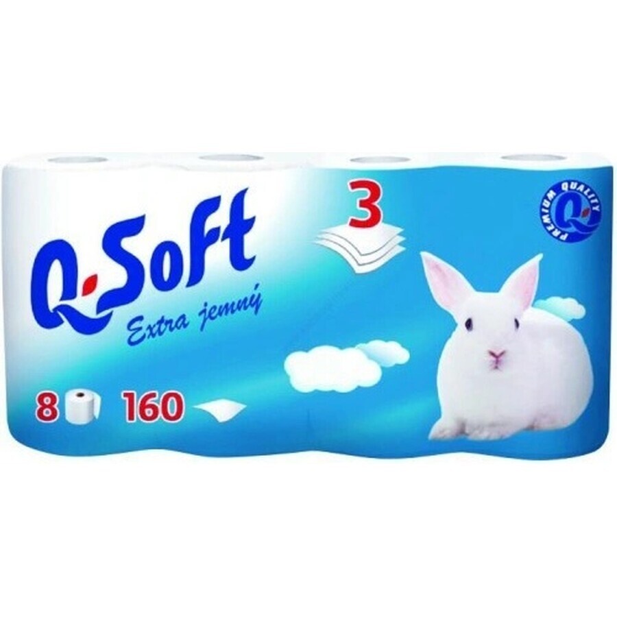 Q SOFT Wit 3-laags toiletpapier wit 1×8 stuks, 160 stuks