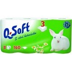 Q SOFT Wit 3-laags toiletpapier wit 1×8 stuks, 160 stuks