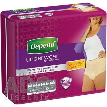 DEPEND MAXIMUM S/M für Frauen 1×10 Stück, Stretch-Slips, Hüftumfang 75-105 cm
