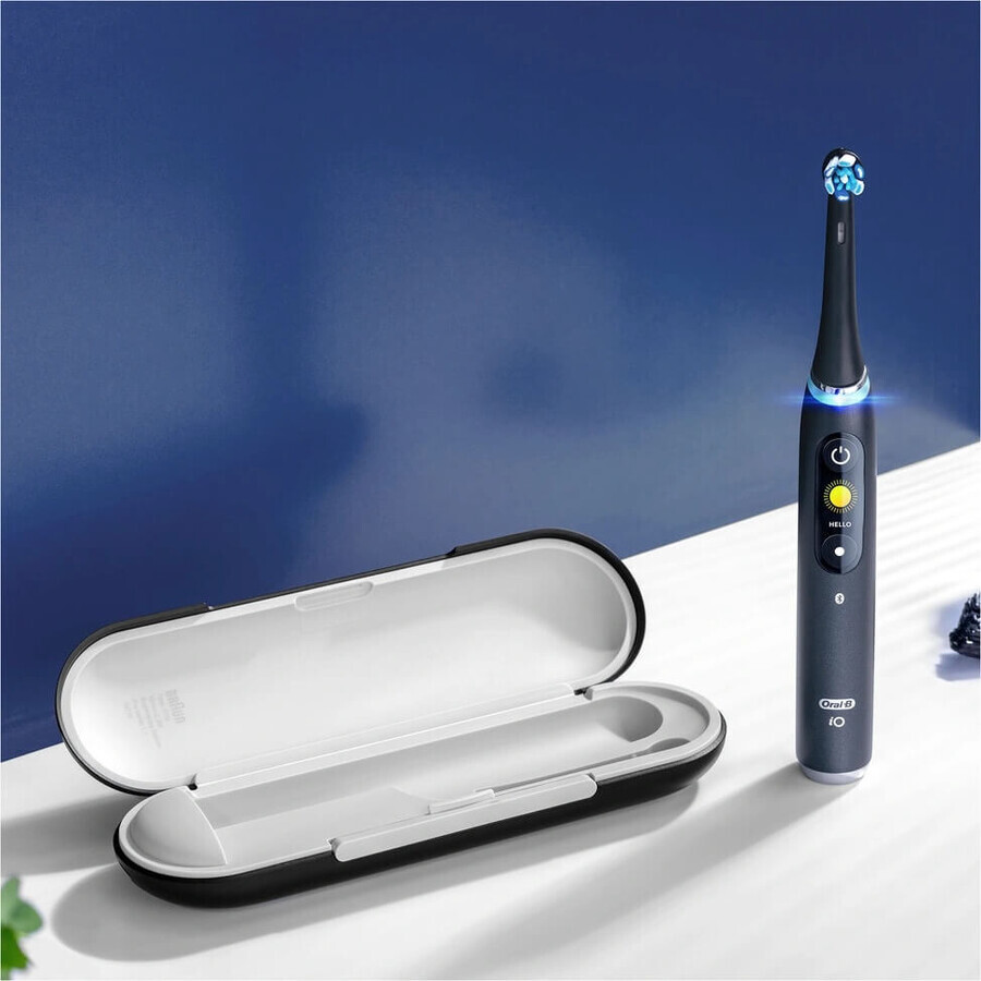 Oral B EK iO Series 9 Negro ónix + portacepillo + estuche de viaje 1×1 set, cepillo de dientes electrónico