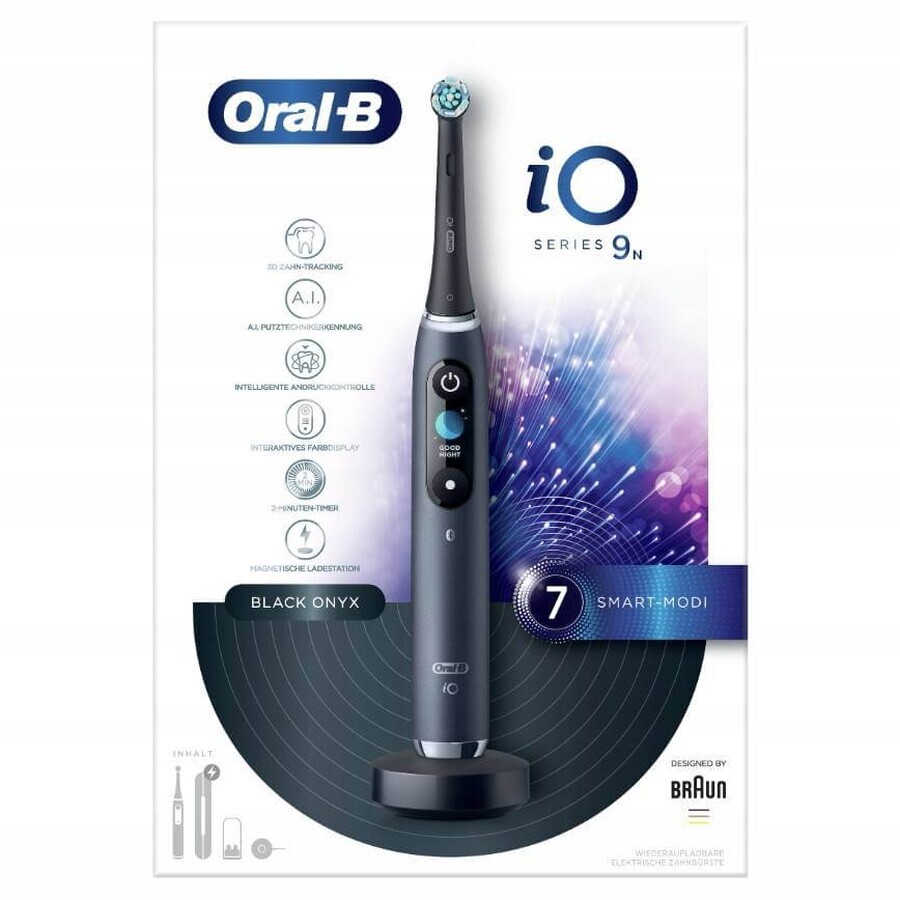 Oral B EK iO Series 9 Negro ónix + portacepillo + estuche de viaje 1×1 set, cepillo de dientes electrónico