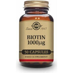 Solgar Biotina 1000 μg Para cabello y piel 50 cápsulas 1×50 cps, complemento alimenticio.