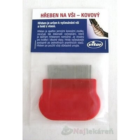 VITAR LICE COMB - METAL 1×1 buc, pentru pieptănarea păduchilor și a păduchilor din păr