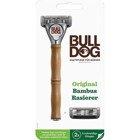 Maquinilla de afeitar Bulldog Bulldog Original Bamboo + 2 cabezales de recambio Set 1×1, maquinilla de afeitar + 2 cabezales de recambio